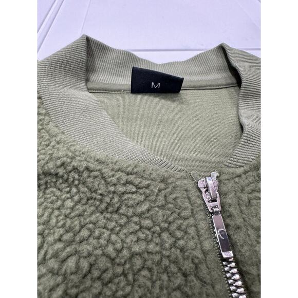 Zyia Active Olive Green and Black Sherpa Fleece Bomber Jacket Size M - Picture 4 of 6